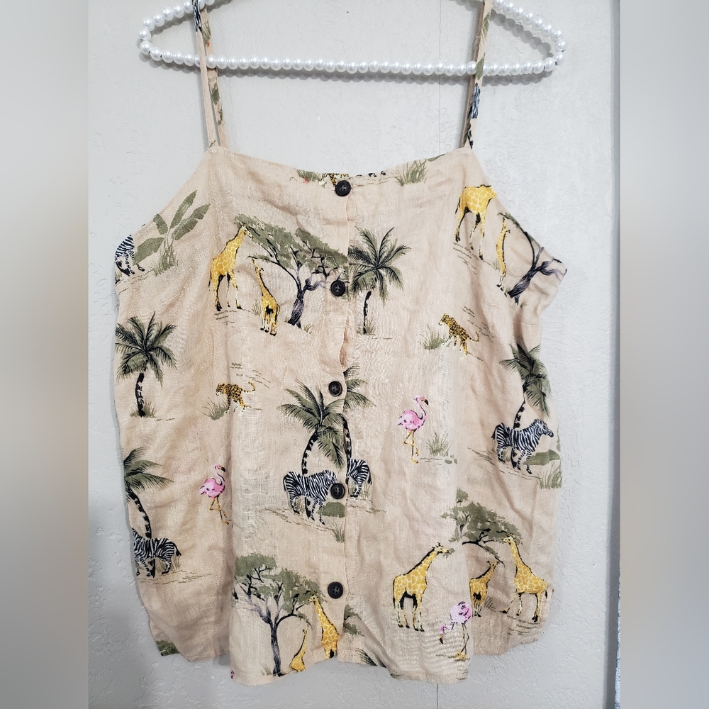 Womens Old Nay Safari Shirt Lightweight Sleeveless Size L